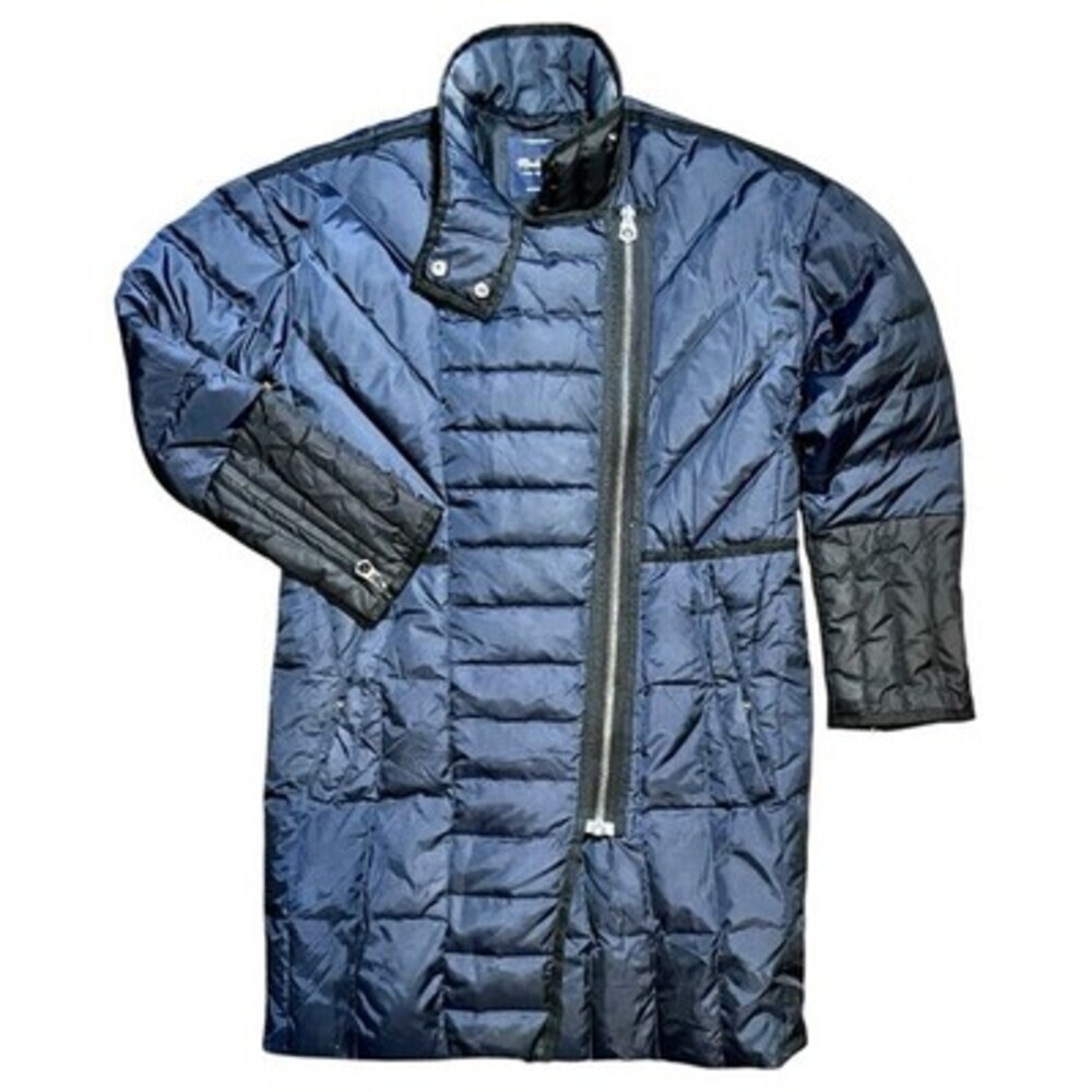 Madewell Womens XS Quilted Down Puffer Coat-Dark Navy‎ & Black Asymmetrical Zip